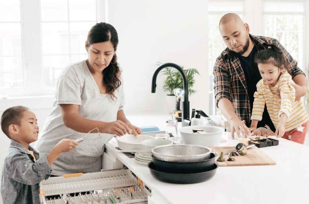 family in the kitchen